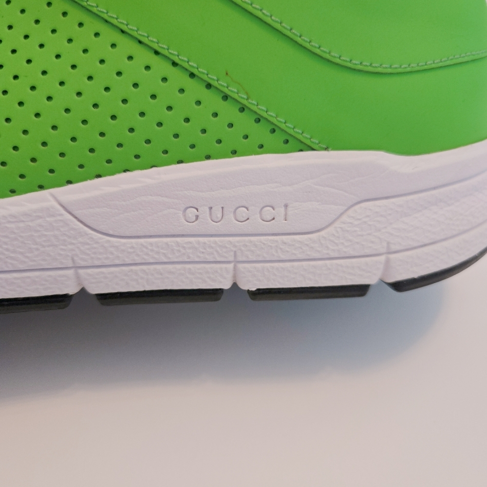 GUCCI neon green ipanema perforated leather lace up sneaker running shoes 10.5 - Picture 3 of 10